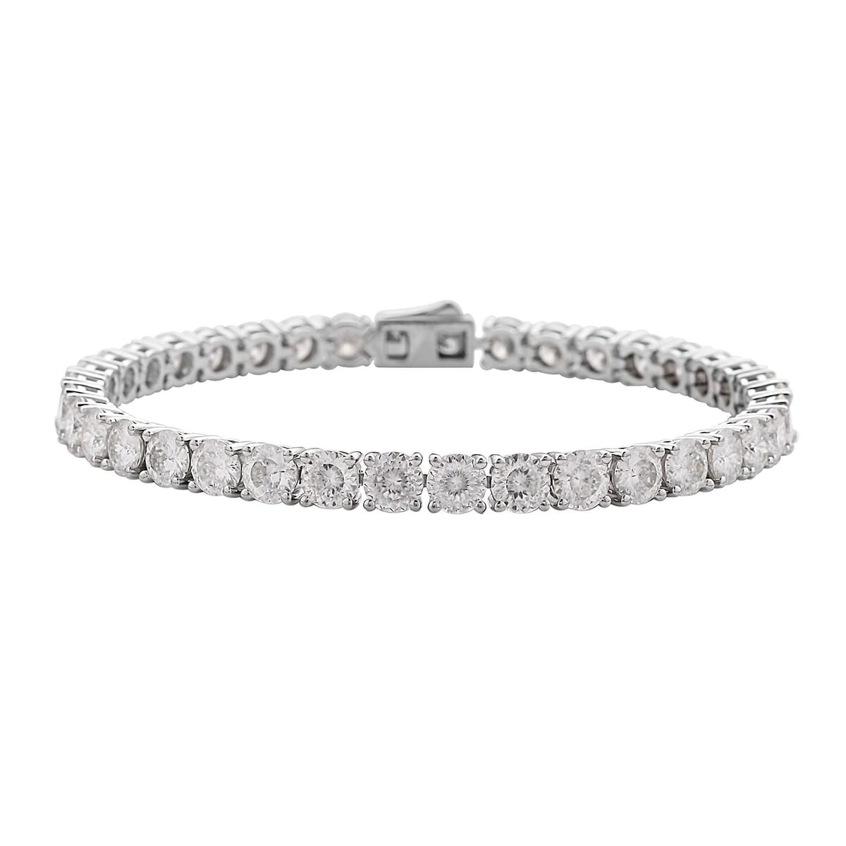LUSTRO STELLA Made with Finest CZ Tennis Bracelet in Rhodium Over Sterling Silver (6.50 In) 10 Grams 28.35 ctw image number 0