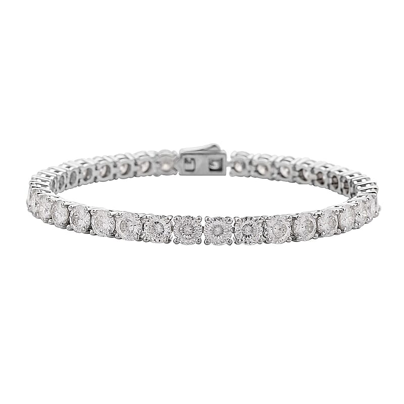 Lustro Stella Made with Finest CZ Tennis Bracelet in Rhodium Over Sterling Silver (6.50 In) 28.35 ctw