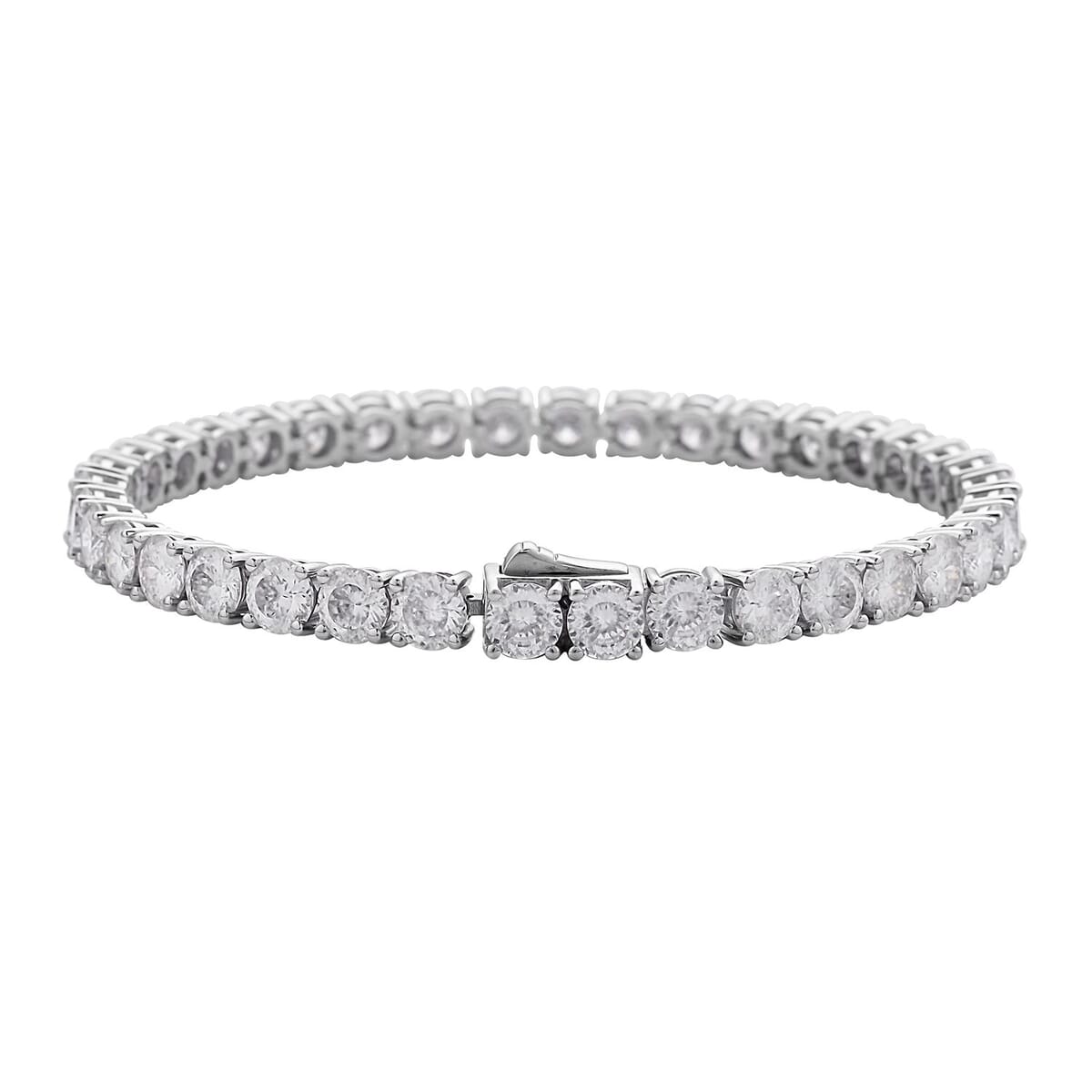 LUSTRO STELLA Made with Finest CZ Tennis Bracelet in Rhodium Over Sterling Silver (6.50 In) 10 Grams 28.35 ctw image number 2