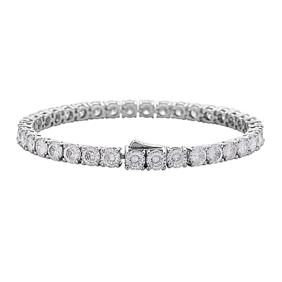 Lustro Stella Made with Finest CZ Tennis Bracelet in Rhodium Over Sterling Silver (6.50 In) 28.35 ctw