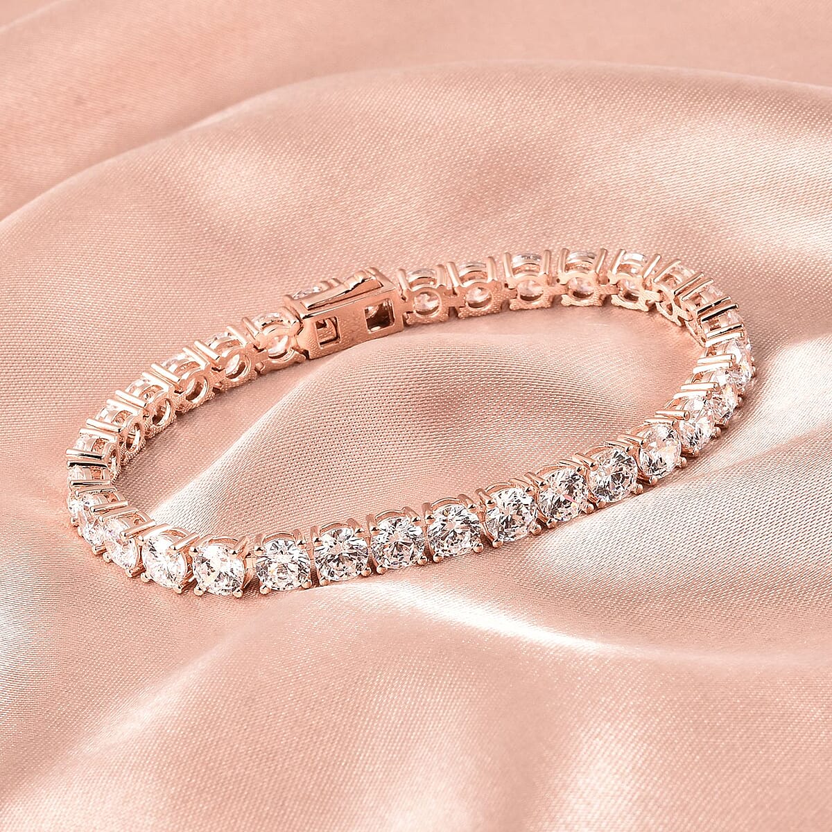 Lustro Stella Made with Finest CZ Tennis Bracelet in Vermeil Rose Gold Over Sterling Silver (7.25 In) 32.00 ctw image number 1