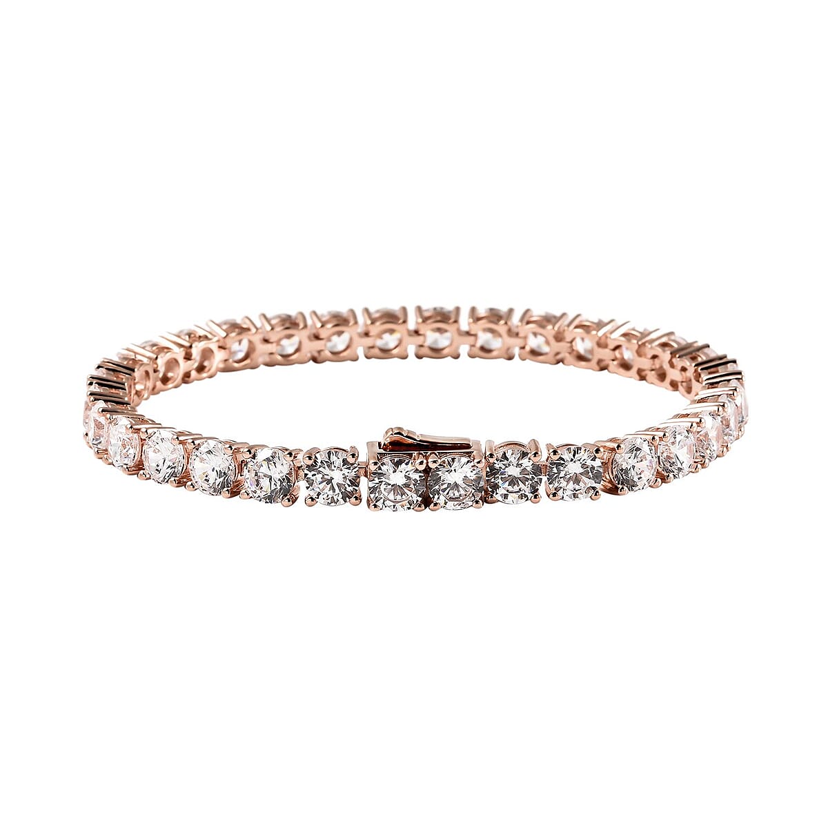 Lustro Stella Made with Finest CZ Tennis Bracelet in Vermeil Rose Gold Over Sterling Silver (7.25 In) 32.00 ctw image number 2