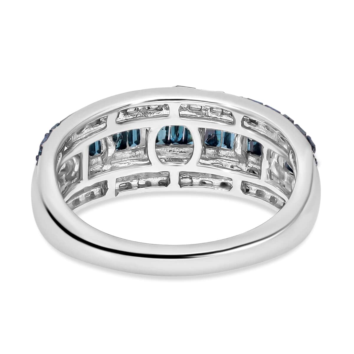 One Time Only Blue Diamond (IR) Ring in Platinum Over Sterling Silver (Size 10.0) 1.00 ctw image number 3