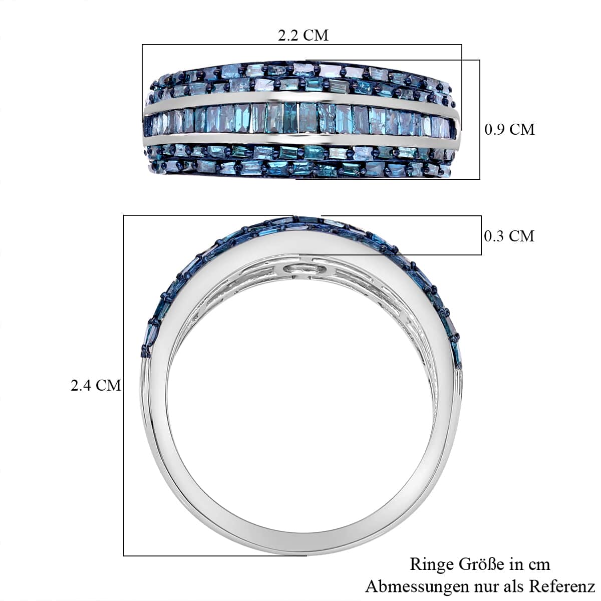 One Time Only Blue Diamond (IR) Ring in Platinum Over Sterling Silver (Size 10.0) 1.00 ctw image number 4