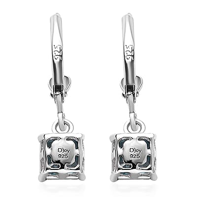 Asscher Cut Premium Cambodian Blue Zircon Solitaire Lever Back Earrings in Platinum Over Sterling Silver 3.25 ctw