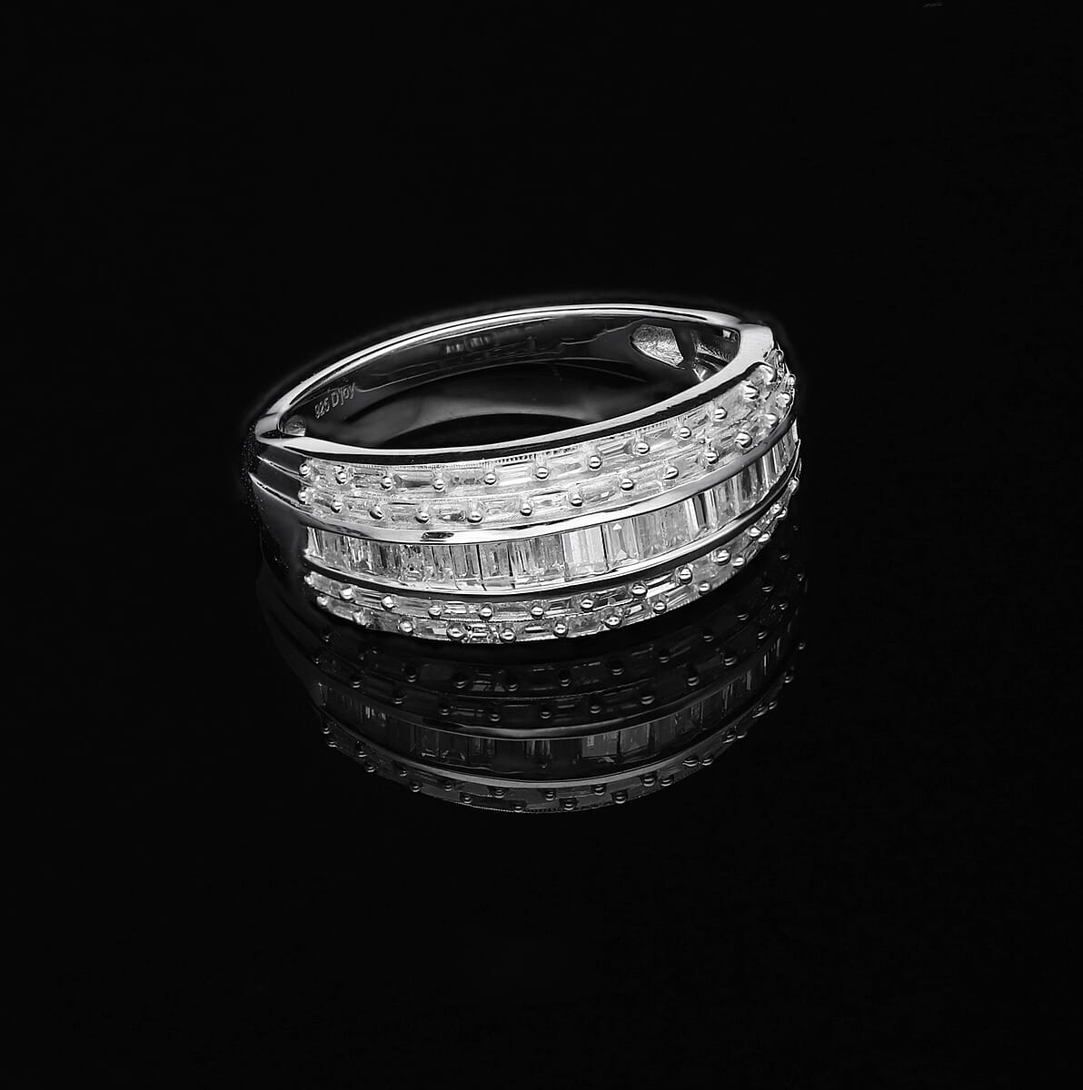 Diamond Ring in Platinum Over Sterling Silver (Size 7.0) 1.00 ctw image number 1
