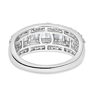 Diamond Ring in Platinum Over Sterling Silver (Size 7.0) 1.00 ctw