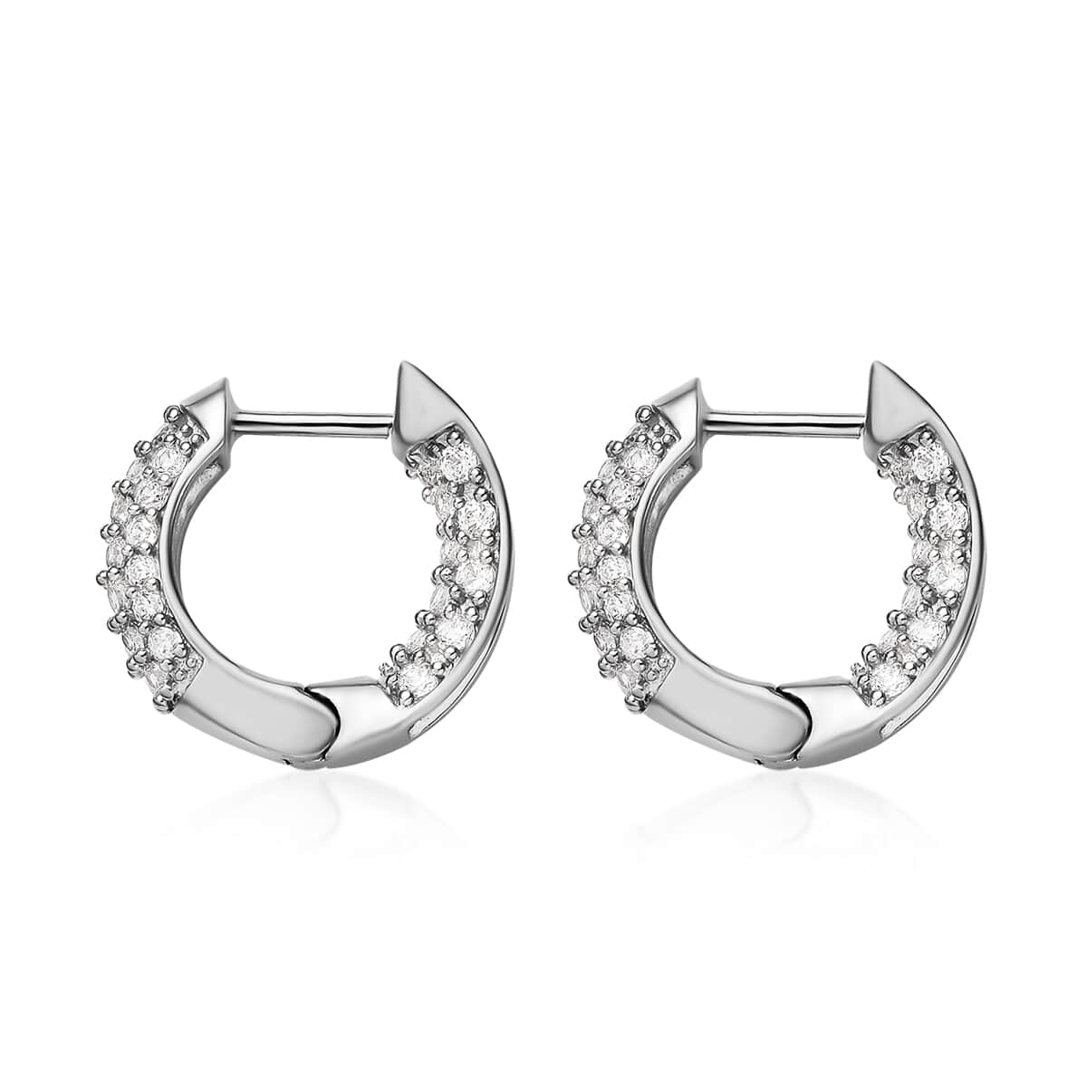 KARIS Simulated Purple Diamond Hoop Earrings in Platinum Bond 3.25 ctw image number 3