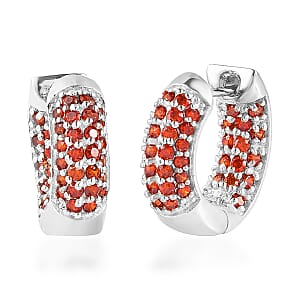 Karis Simulated Garnet Color Diamond Earrings in Platinum Bond 3.50 ctw