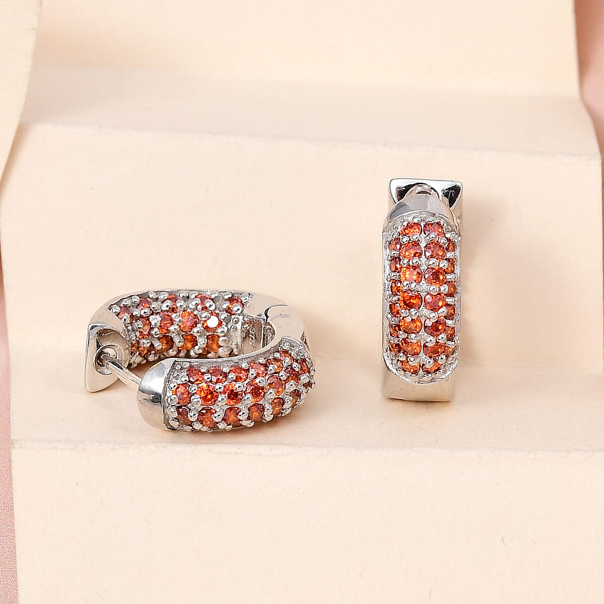 Karis Simulated Garnet Color Diamond Earrings in Platinum Bond 3.50 ctw image number 1