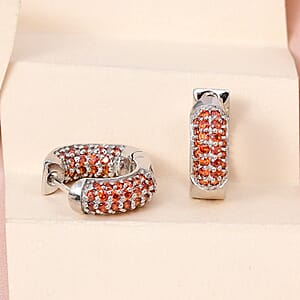 Karis Simulated Garnet Color Diamond Earrings in Platinum Bond 3.50 ctw