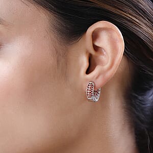 Karis Simulated Garnet Color Diamond Earrings in Platinum Bond 3.50 ctw