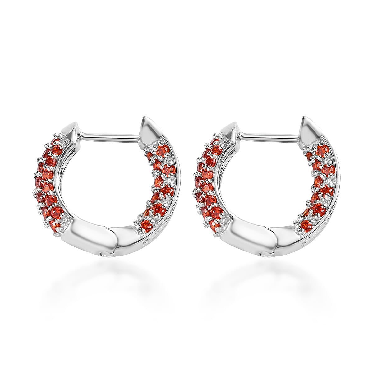 Karis Simulated Garnet Color Diamond Earrings in Platinum Bond 3.50 ctw image number 3