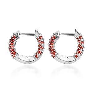 Karis Simulated Garnet Color Diamond Earrings in Platinum Bond 3.50 ctw