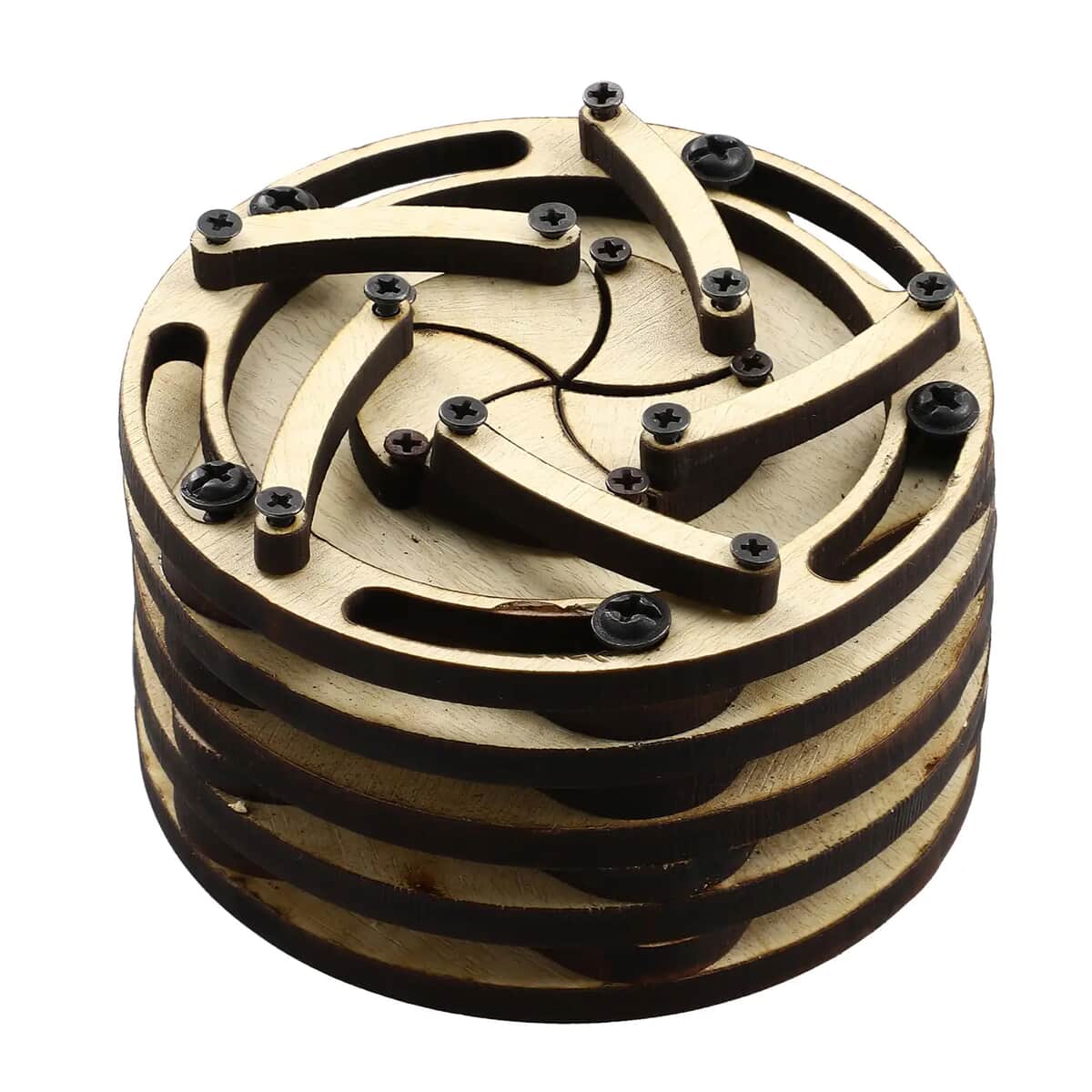 Handcrafted Golden Rotating Wooden Ring Box image number 0