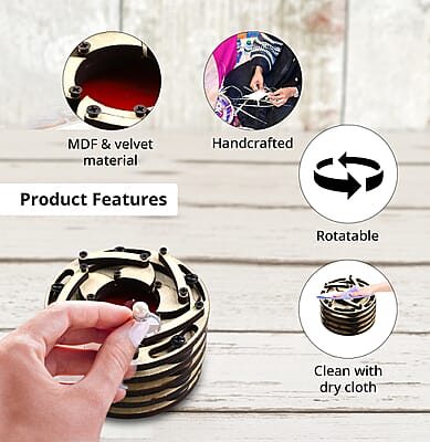 Handcrafted Golden Rotating Wooden Ring Box
