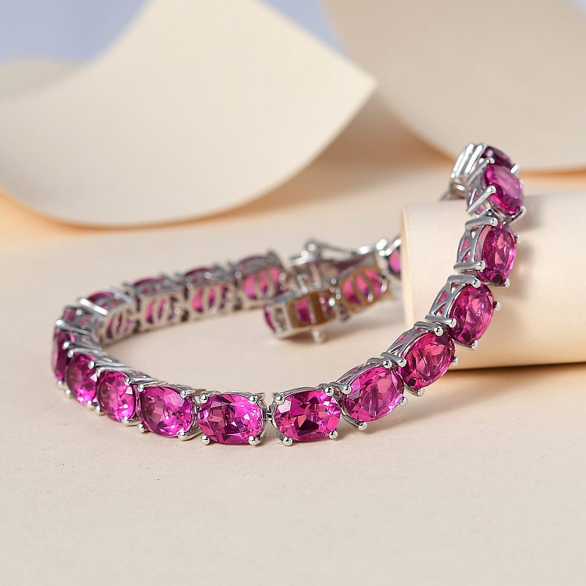 Radiant Orchid Quartz Tennis Bracelet in Platinum Over Sterling Silver (8.00 In) (15 g) (Delivered in 3-5 Business Days) 32.15 ctw image number 1