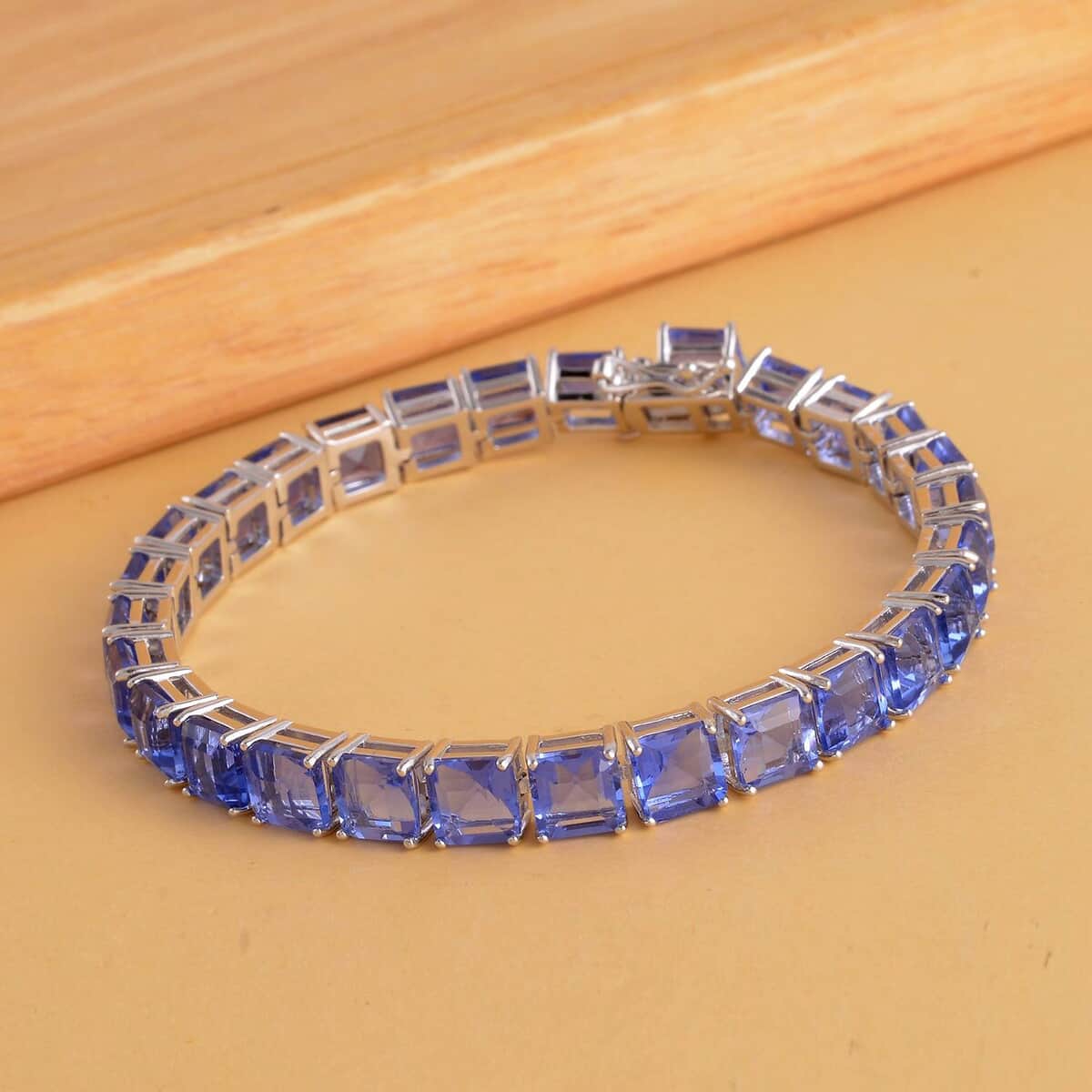 Asscher Cut Color Change Fluorite Tennis Bracelet in Rhodium Over Sterling Silver (6.50 In) 34.90 ctw image number 1