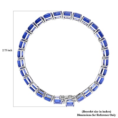 Asscher Cut Color Change Fluorite Tennis Bracelet in Rhodium Over Sterling Silver (6.50 In) 34.90 ctw