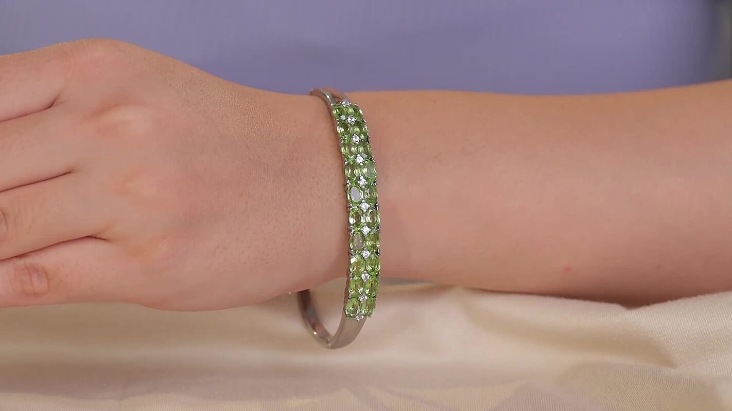 African Amethyst, White Zircon Bangle Bracelet in Stainless Steel (7.50 In) 9.65 ctw