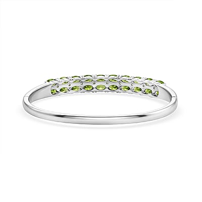 Hebei Peridot and White Zircon 10.80 ctw Bangle Bracelet in Stainless Steel (7.50 In)