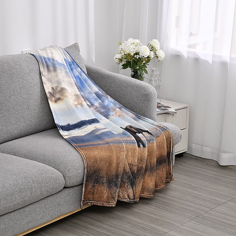 Homesmart Brown Elephant Digital Print Pattern Flannel Blanket