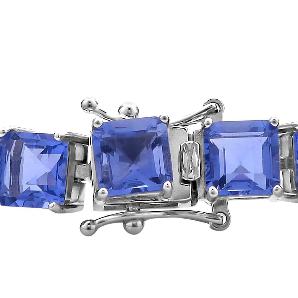 Asscher Cut Color Change Fluorite Tennis Bracelet in Rhodium Over Sterling Silver (7.25 In) 37.25 ctw image number 2
