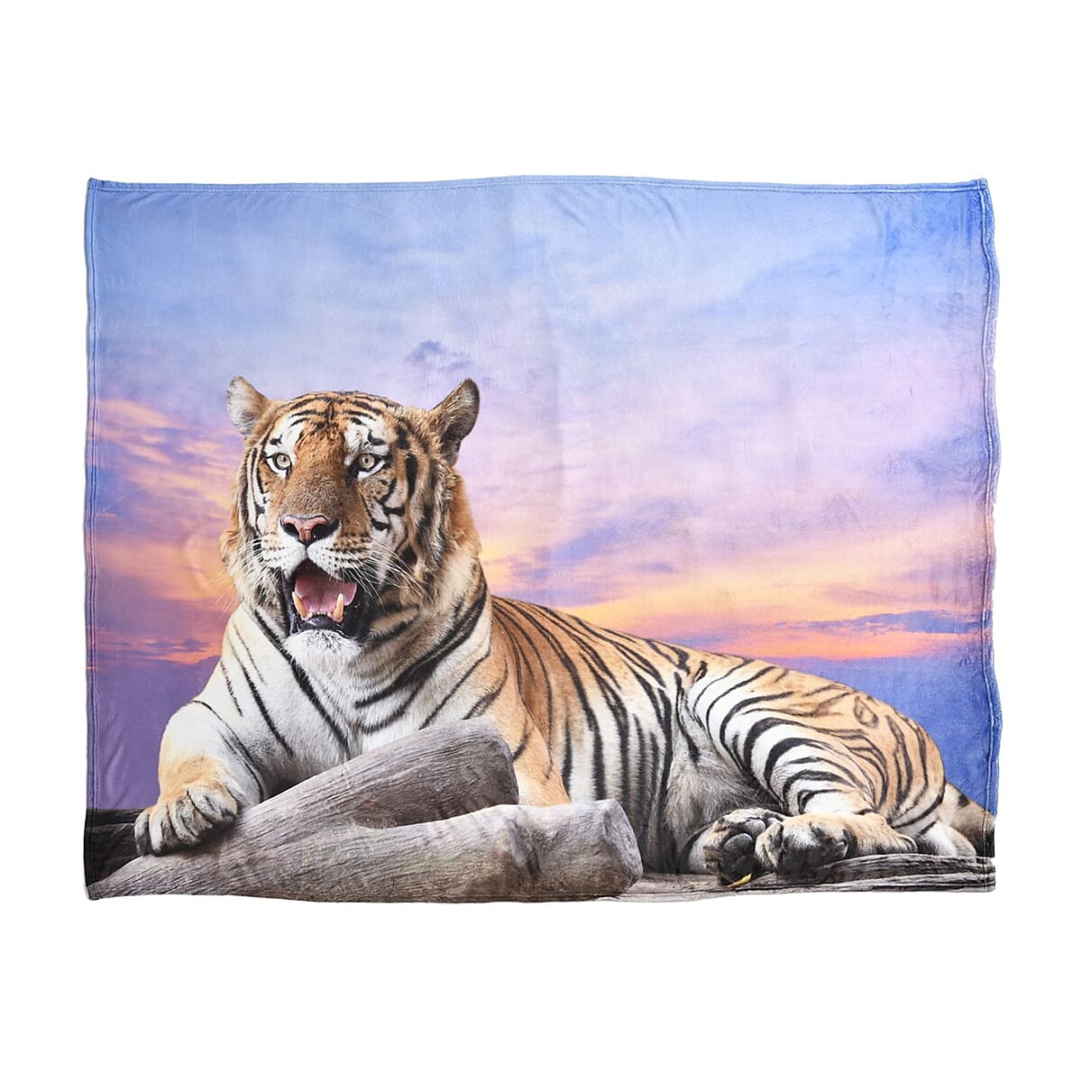 Homesmart Blue Tiger Digital Print Pattern Flannel Blanket image number 1