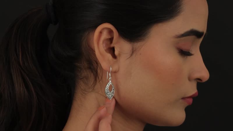 Sterling Silver Openwork Fish Hook Earrings 4.35 Grams