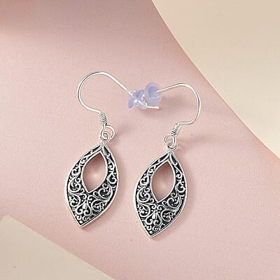 Sterling Silver Openwork Fish Hook Earrings 4.35 Grams