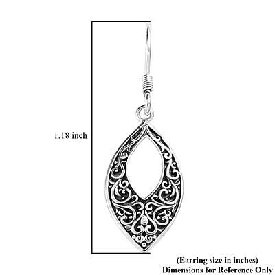 Sterling Silver Openwork Fish Hook Earrings 4.35 Grams