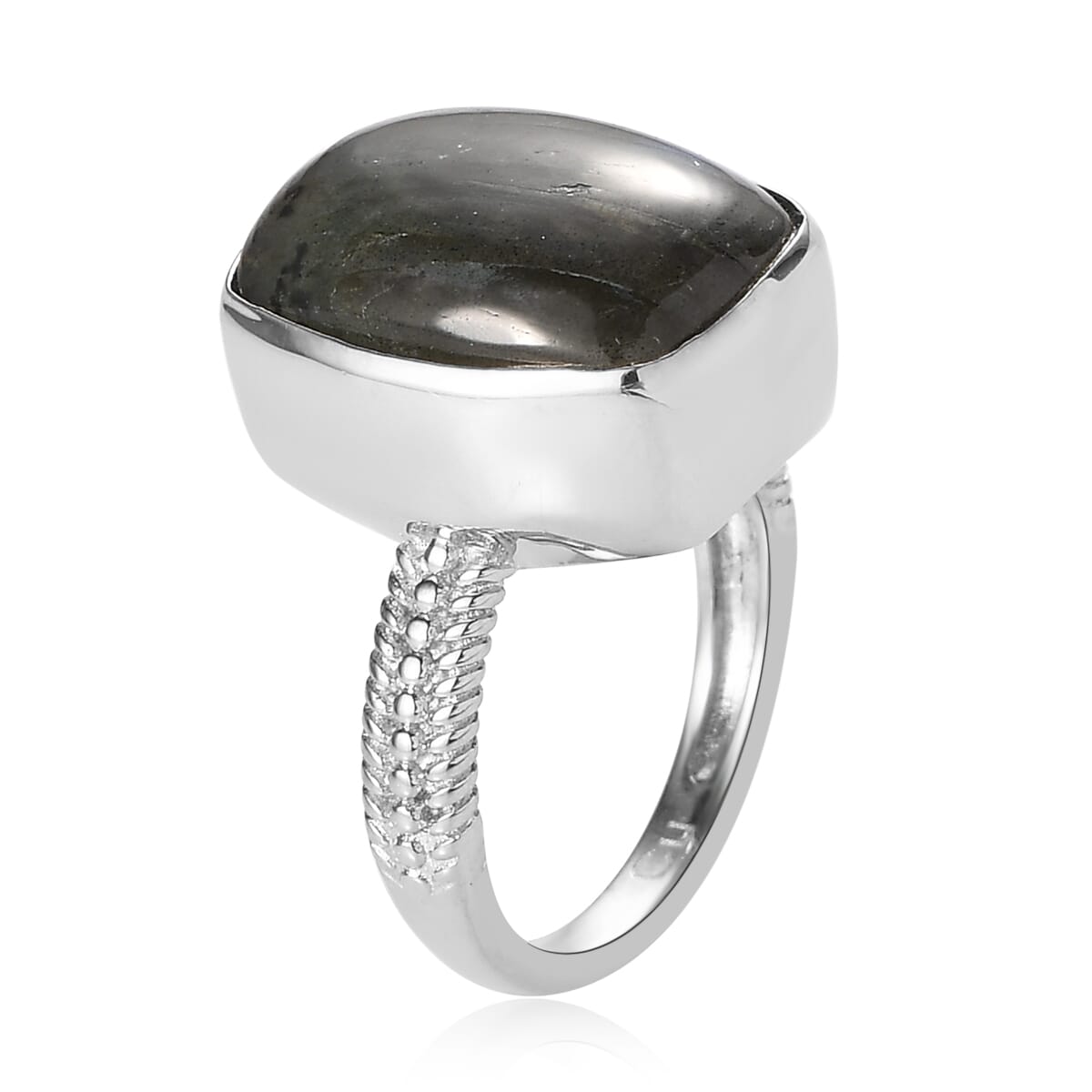 Malagasy Labradorite Solitaire Ring in Platinum Over Copper 10.90 ctw image number 3
