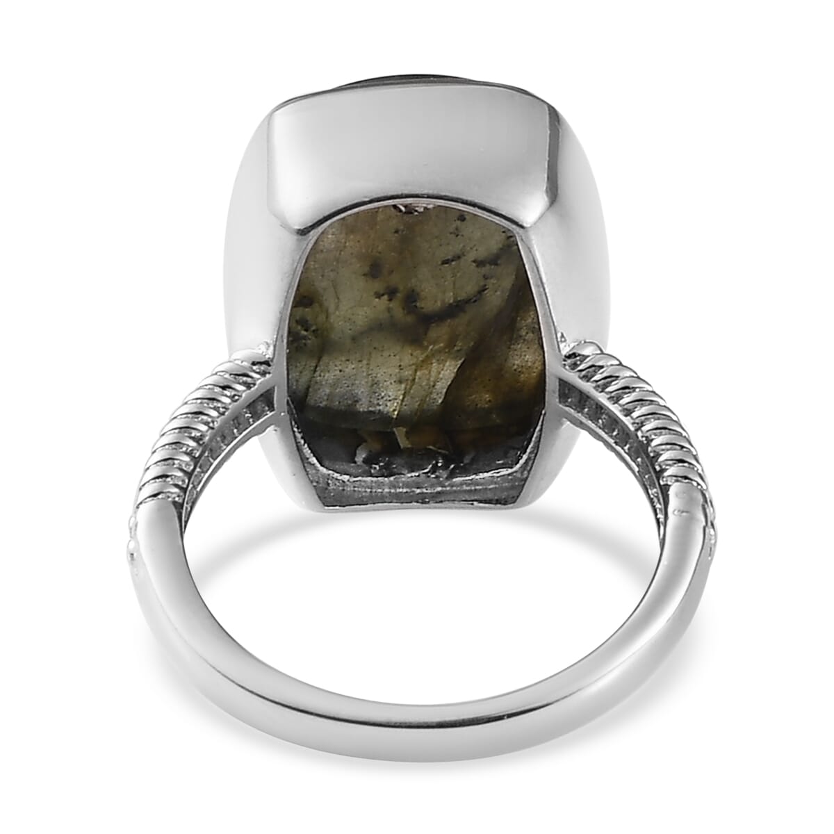 Malagasy Labradorite Solitaire Ring in Platinum Over Copper 10.90 ctw image number 4