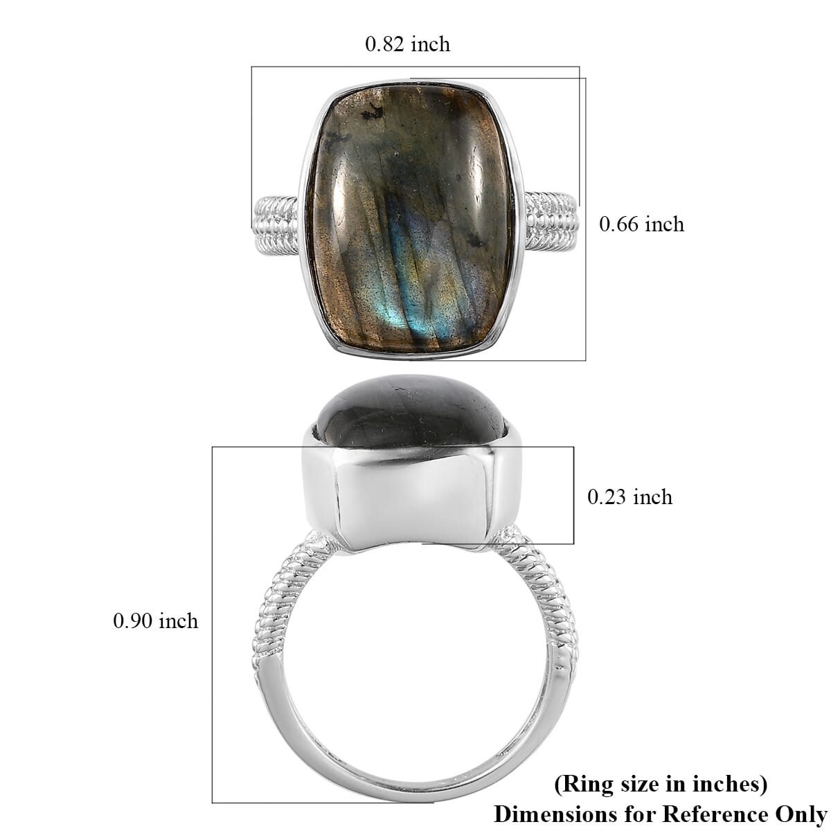 Malagasy Labradorite Solitaire Ring in Platinum Over Copper 10.90 ctw image number 5