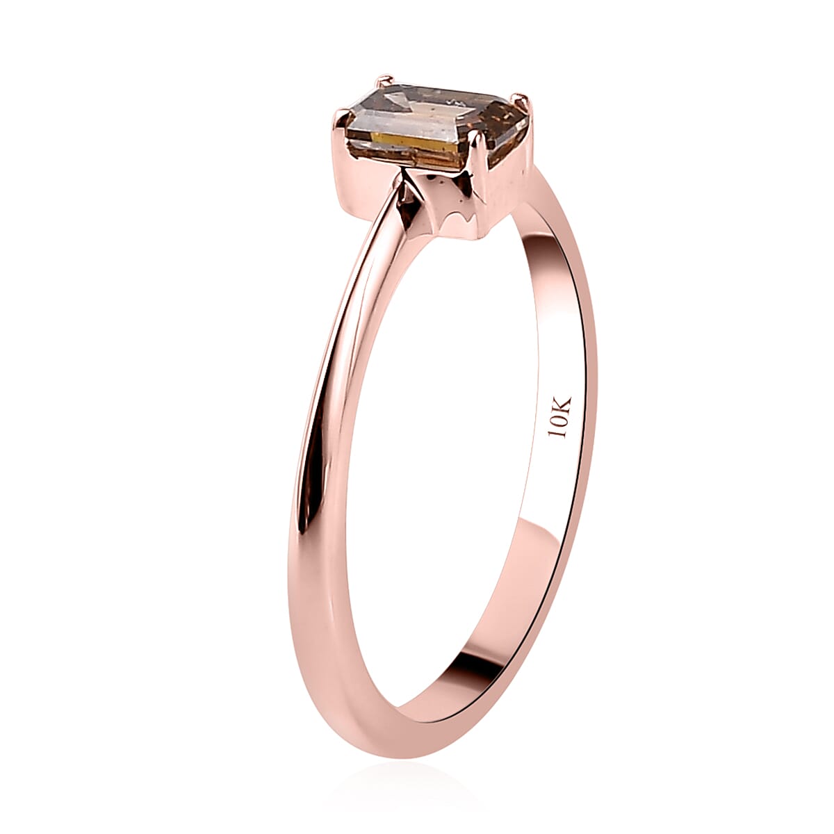 Luxoro 10K Rose Gold I3 Natural Champagne Diamond Solitaire Ring (Size 7.0) 0.50 ctw image number 3