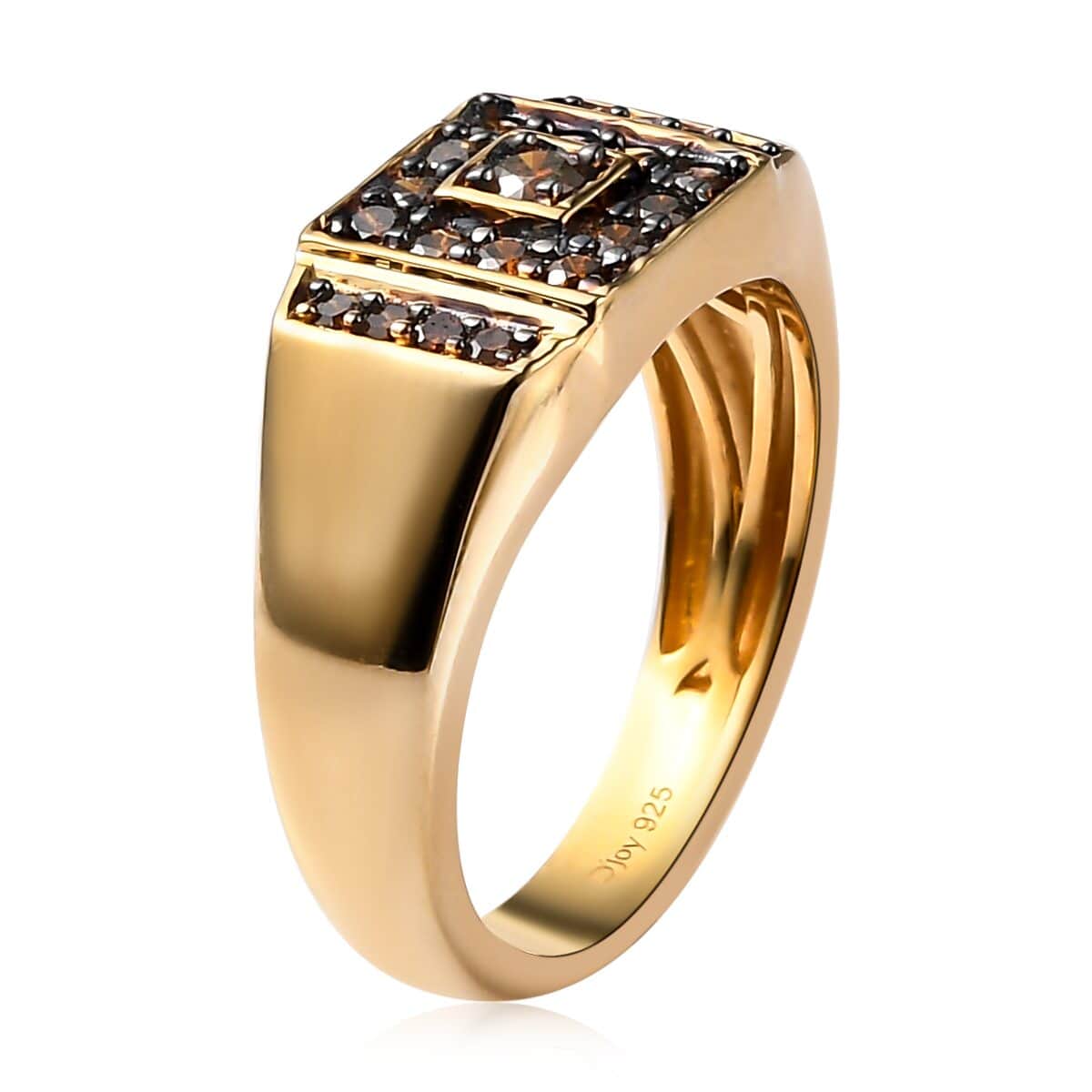 Red Diamond Men's Ring in Vermeil Yellow Gold Over Sterling Silver 7 Grams 0.75 ctw image number 3