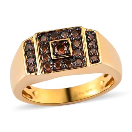 Red Diamond Men's Ring in Vermeil Yellow Gold Over Sterling Silver (Size 12.0) 7 Grams 0.75 ctw image number 0