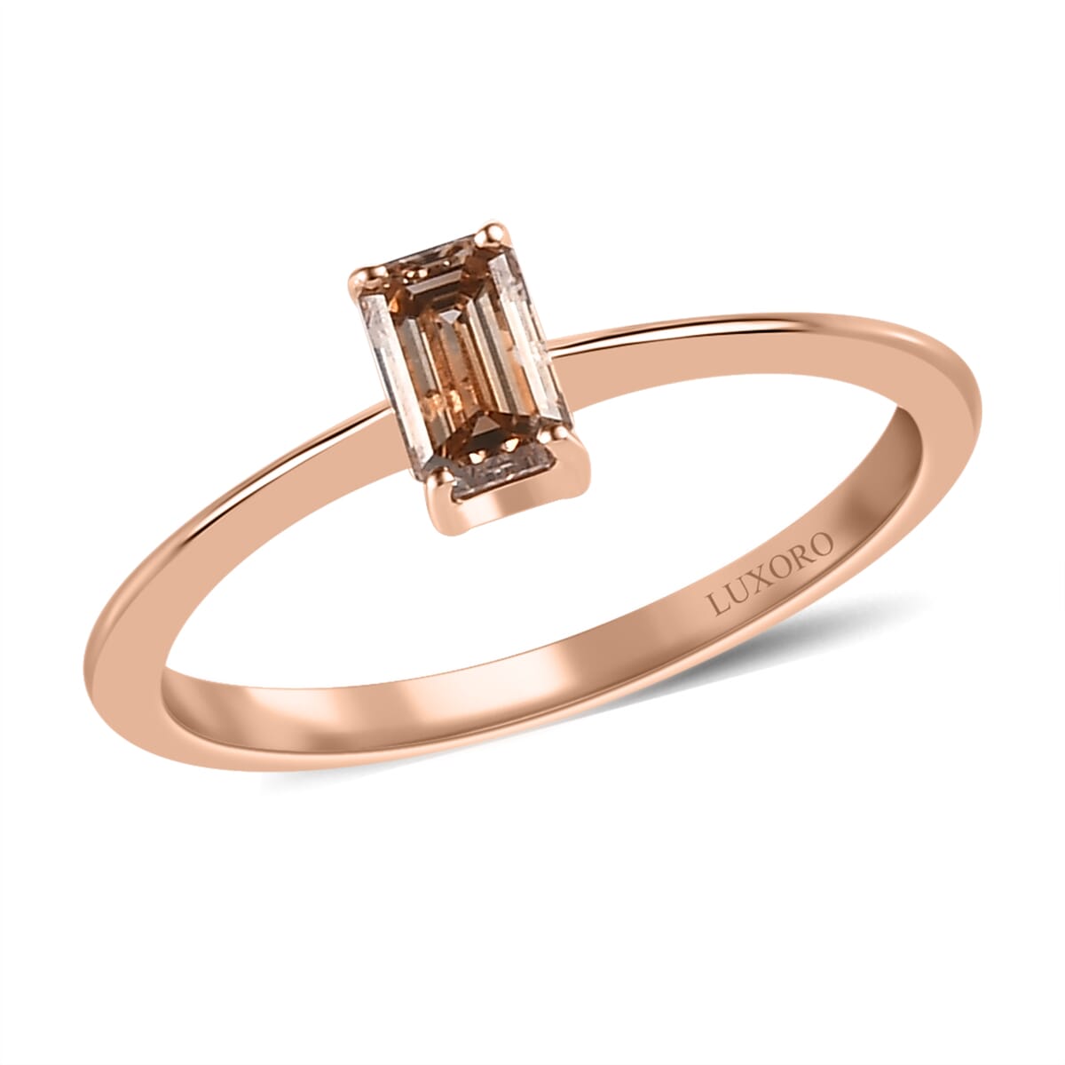 LUXORO 10K Rose Gold I3 Natural Champagne Diamond Solitaire Ring 0.50 ctw image number 0