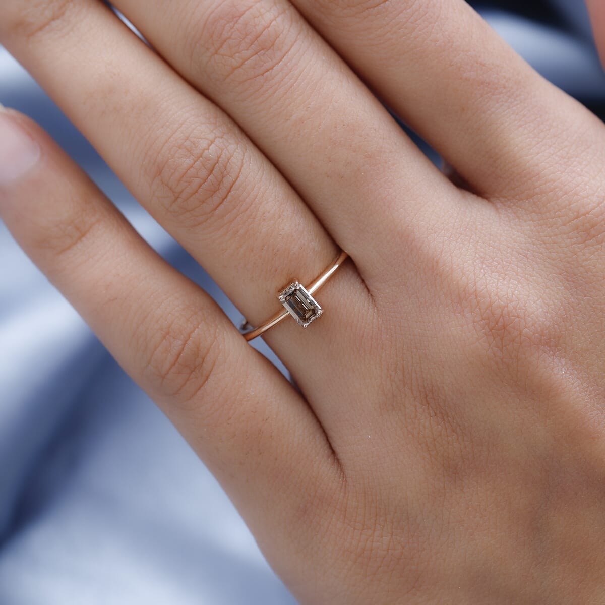 LUXORO 10K Rose Gold I3 Natural Champagne Diamond Solitaire Ring 0.50 ctw image number 2