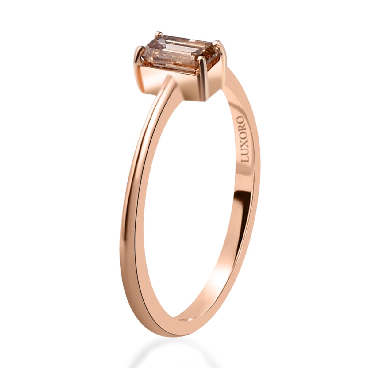LUXORO 10K Rose Gold I3 Natural Champagne Diamond Solitaire Ring 0.50 ctw image number 3