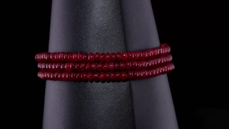 Doorbuster Niassa Ruby Three Layer Beaded Bracelet in Platinum Over Sterling Silver (7.25 In) 117.40 ctw