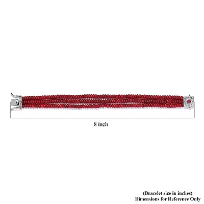 Niassa Ruby (FF) Three Layer Beaded Bracelet in Platinum Over Sterling Silver (7.25 In) 117.40 ctw