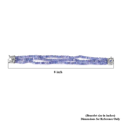 Tanzanite Three Layer Beaded Bracelet in Platinum Over Sterling Silver (7.25 In) 101.60 ctw