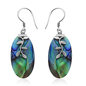 Abalone Shell Oval Shape Earrings in Sterling Silver