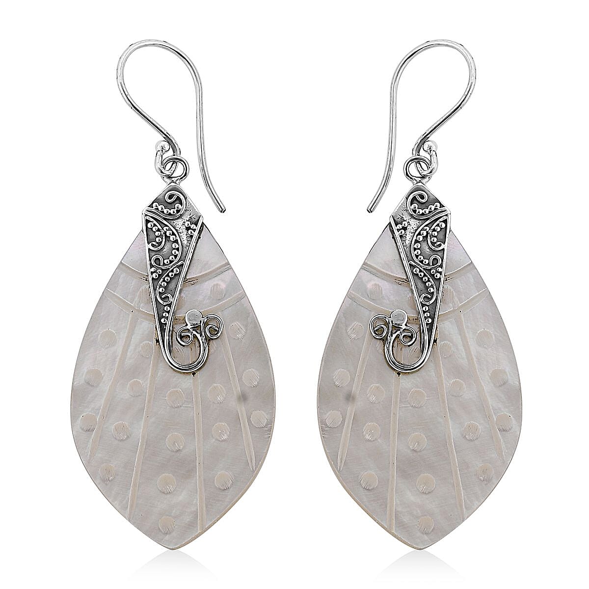Mother Of Pearl Drop Earrings in Sterling Silver