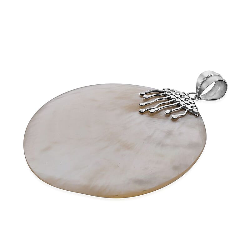 Mother Of Pearl Round Pendant in Sterling Silver