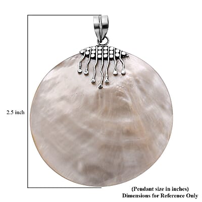 Mother Of Pearl Round Pendant in Sterling Silver
