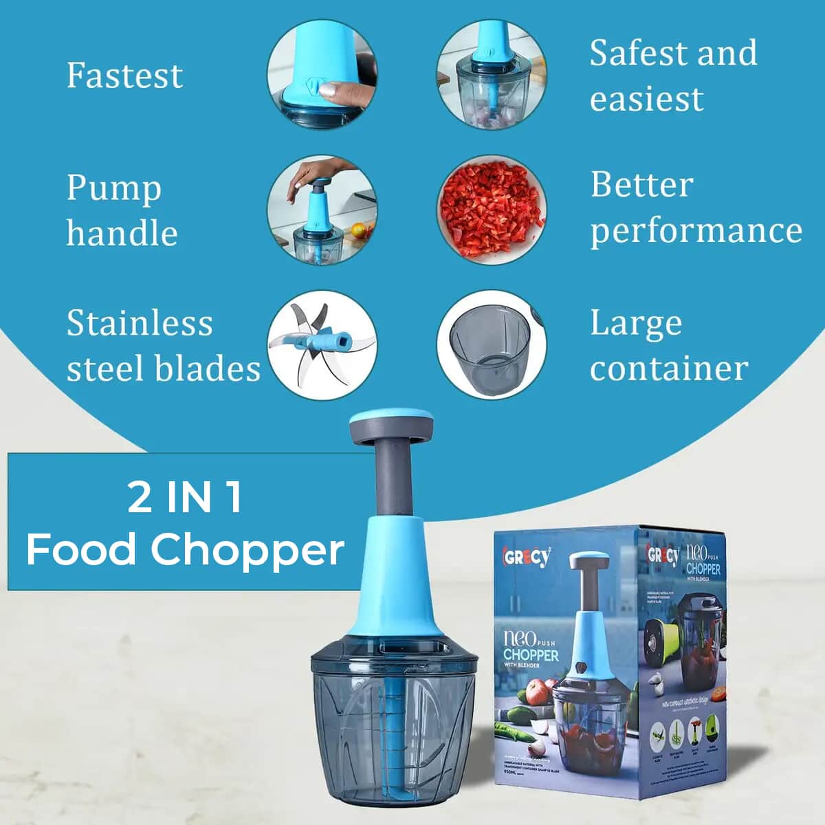 Shop LC Chopper Blender Food Grade 950ml Unbreakable Virgin Food Grade - Green Gifts, Size: 5.2 x 5.24 x 7.6