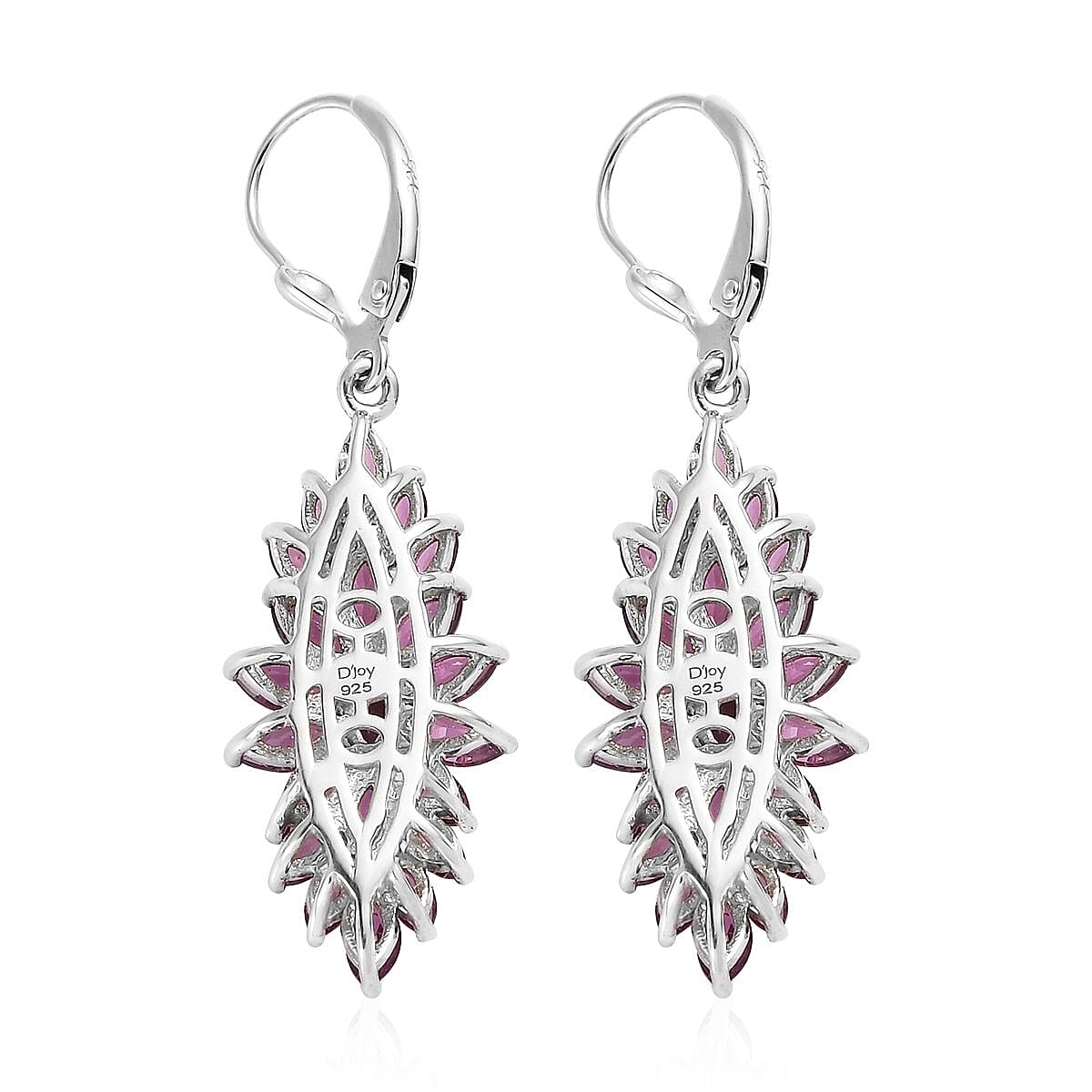 Orissa Rhodolite Garnet Lever Back Earrings in Platinum Over Sterling Silver 6.00 ctw image number 3