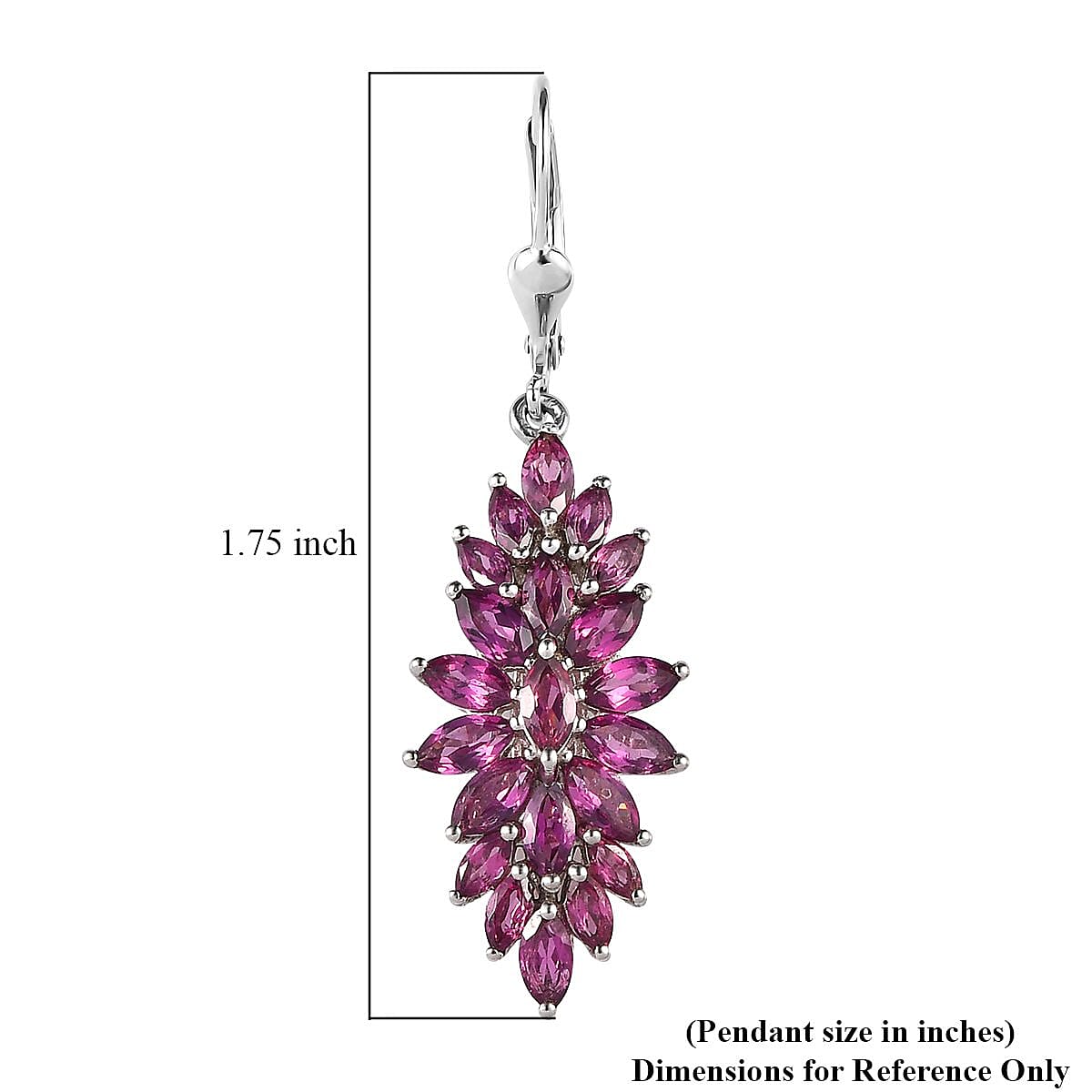 Orissa Rhodolite Garnet Lever Back Earrings in Platinum Over Sterling Silver 6.00 ctw image number 4